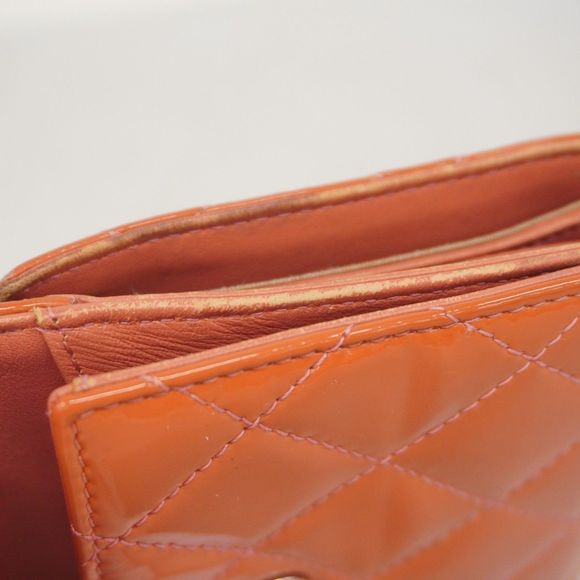 Chanel Matelasse Brilliant Wallet in Orange Patent Leather with Silver Hardware - Picture 8 of 10